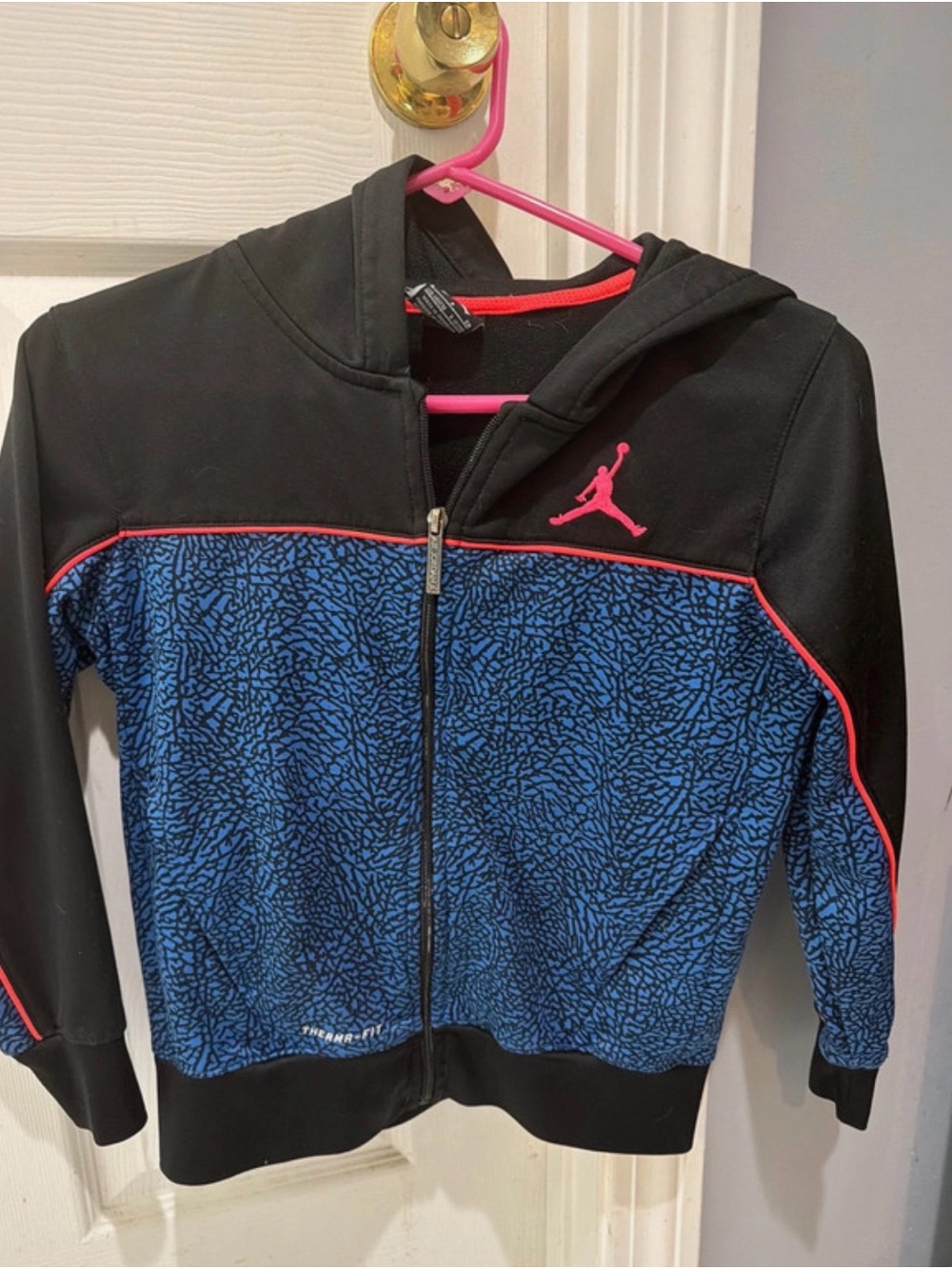 Jordan Black & Blue Hooded Zip Jacket with red Accents